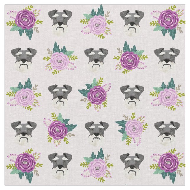 Schnauzer mit Lavendel Stoff (Nahaufnahme)