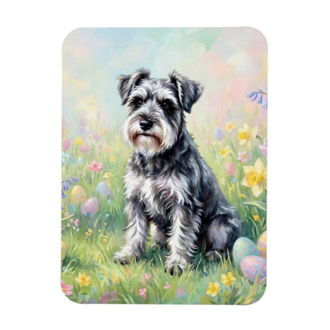 Schnauzer mit Ostereiern Flexibel Whimsical Magnet (Vertikal)