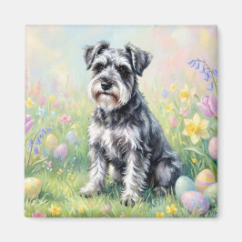 Schnauzer mit Ostereiern in fantasievoller Darstel Magnet