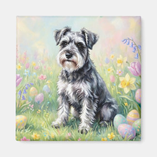 Schnauzer mit Ostereiern in fantasievoller Darstel Magnet