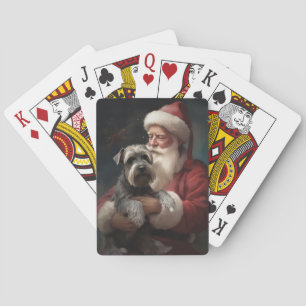 Schnauzer mit Santa Claus Festive Weihnachten Spielkarten