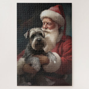 Schnauzer mit Santa Claus Festliches Weihnachten