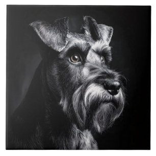 Schnauzer Monochromes Porträt Fliese