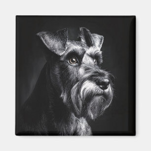 Schnauzer monochromes Porträt Magnet