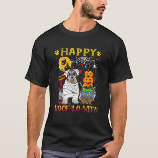 Schnauzer Mummy Happy Woof-Lo-Ween Halloween Pumpk T-Shirt