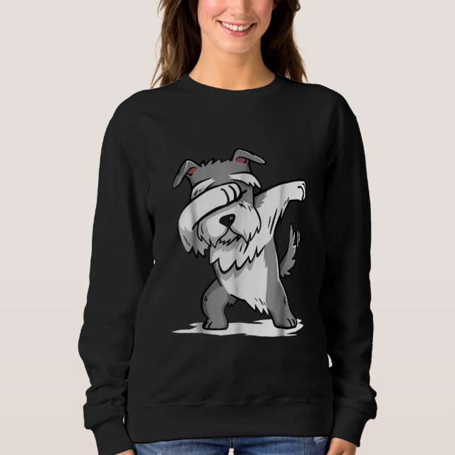 Schnauzer Niedlich Dabbing Funny Dab Dance Geschen Sweatshirt (Vorderseite)