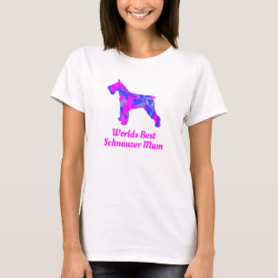 Schnauzer Niedlich Hund Beste Mum Pink Silhouette T-Shirt