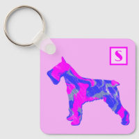 Schnauzer Niedlich Hund Pink & Blue Silhouette Mon