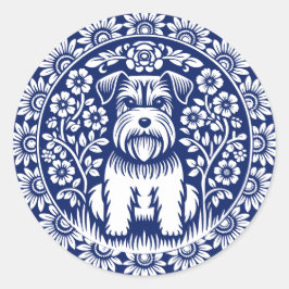 Schnauzer oder Norfolk Terrier Bezaubernde Kunst, Runder Aufkleber