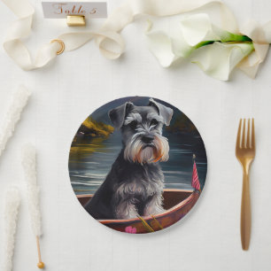 Schnauzer on a Paddle: Ein Landschaftliches Abente Pappteller