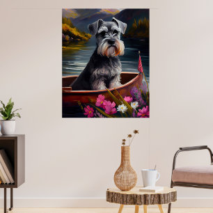 Schnauzer on a Paddle: Ein Landschaftliches Abente Poster