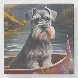 Schnauzer on a Paddle: Ein Landschaftliches Abente Steinuntersetzer