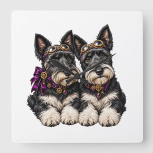 Schnauzer Paar Süßer Hund Edelstahl Uhr