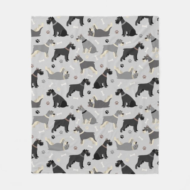 Schnauzer Paws and Bones Fleece Blanket (Vorderseite)