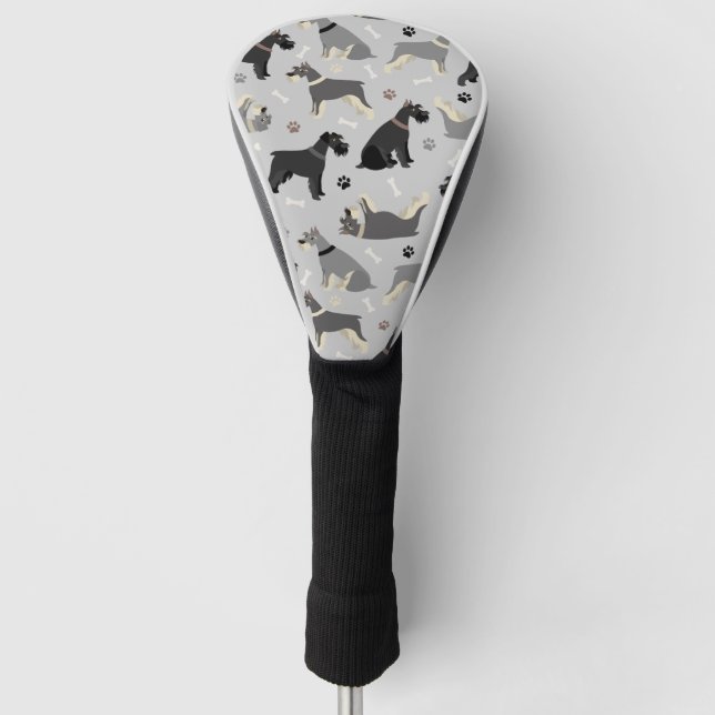 Schnauzer Paws and Bones Golf Head Cover Headcover (Vorderseite)