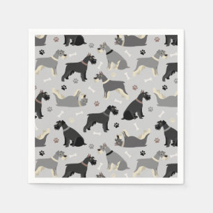 Schnauzer Paws and Bones Napkins Serviette