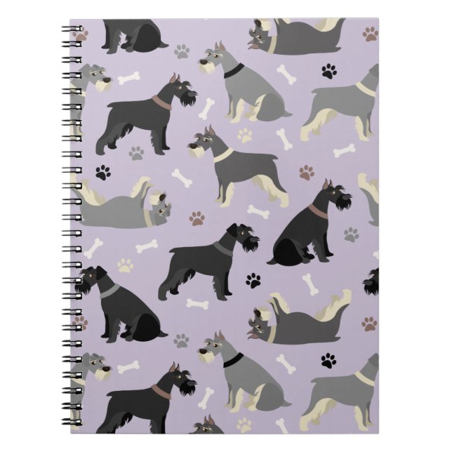 Schnauzer Paws and Bones Notebook Notizblock (Vorderseite)