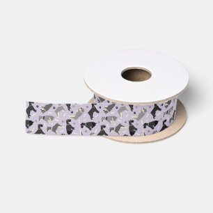 Schnauzer Paws and Bones Satin Ribbon Satinband