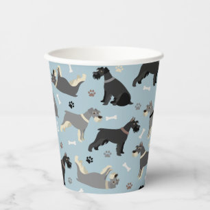 Schnauzer Paws und Knochen Pappbecher