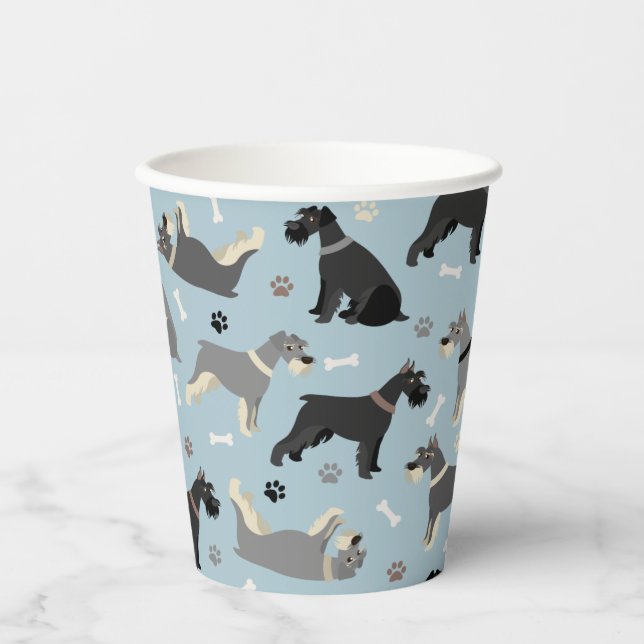 Schnauzer Paws und Knochen Pappbecher (Vorderseite)