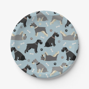 Schnauzer Paws und Knochen Pappteller