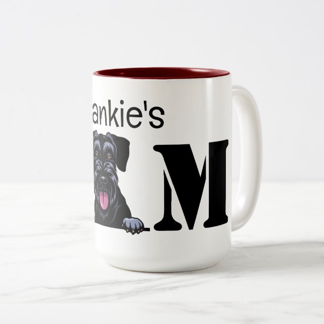 Schnauzer Peeking Personalisierte Mama Zweifarbige Tasse (VorderseiteRechts)