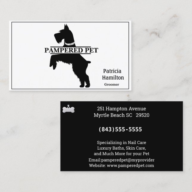 Schnauzer Pet Groomer / Vet Business Card Visitenkarte (Vorne/Hinten)