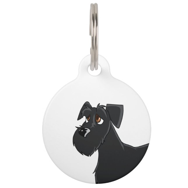 Schnauzer-Portrait-Hundeschild, leerer Rücken Haustiermarke (Vorderseite)