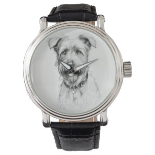 Schnauzer Portrait Pencil Sketch Armbanduhr