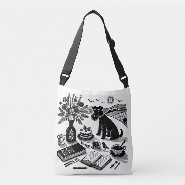 Schnauzer Print Totbeutel Tragetaschen Mit Langen Trägern (Vorderseite)
