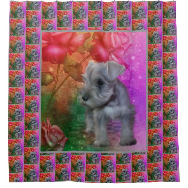 Schnauzer Puppy Dog Tierart Duschvorhang (Vorderseite)
