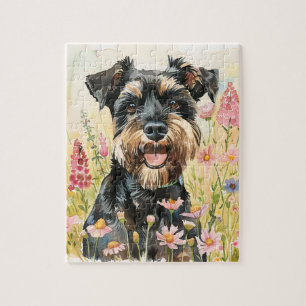 Schnauzer-Puzzle – Wasserfarben-Puzzle für Hunde-L