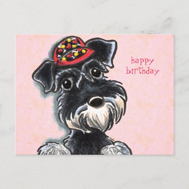 Schnauzer Red Cap Off Leash Art™ Postkarte (Vorderseite)