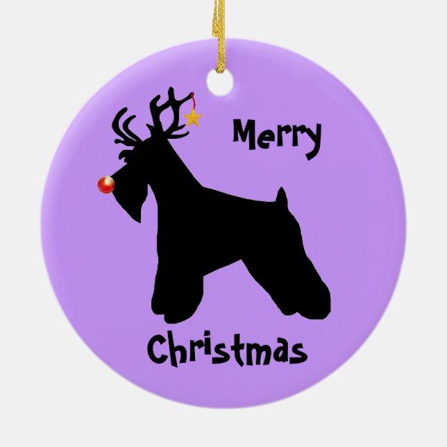 Schnauzer-Ren-Weihnachten Keramikornament (Hinten)