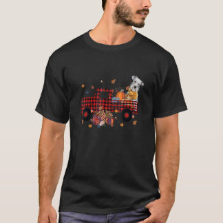 Schnauzer Riding Truck Pumpkin Herbstleaves Fall T-Shirt