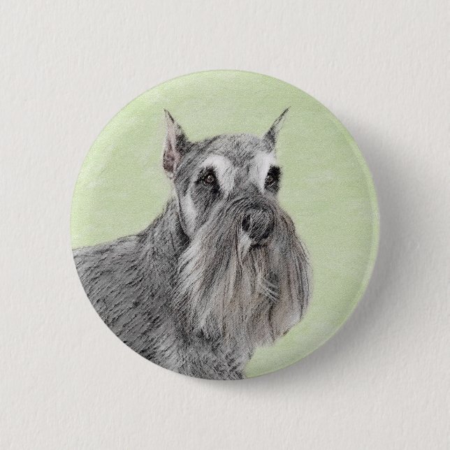 Schnauzer (Riese, Standard) Malerei - Hundekunst Button (Vorderseite)