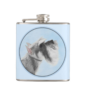Schnauzer (Riese, Standard) Malerei - Hundekunst Flachmann