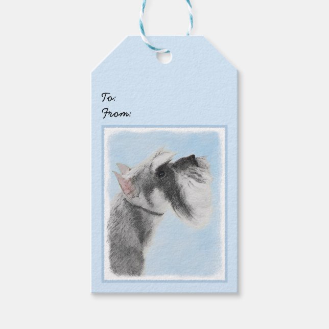 Schnauzer (Riese, Standard) Malerei - Hundekunst Geschenkanhänger (Vorderseite)