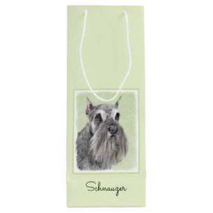 Schnauzer (Riese, Standard) Malerei - Hundekunst Geschenktüte Für Weinflaschen