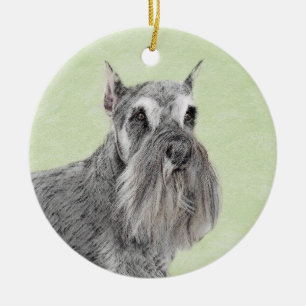 Schnauzer (Riese, Standard) Malerei - Hundekunst Keramik Ornament