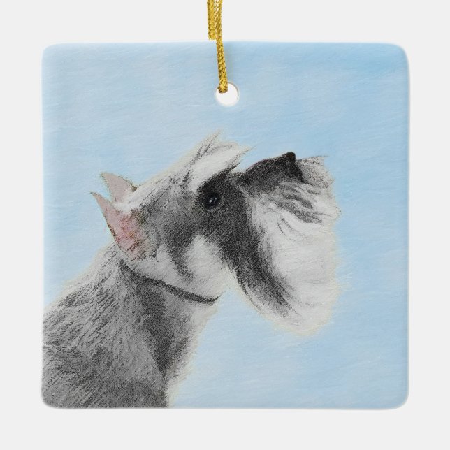 Schnauzer (Riese, Standard) Malerei - Hundekunst Keramikornament (Vorderseite)