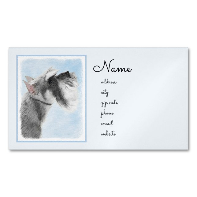 Schnauzer (Riese, Standard) Malerei - Hundekunst Magnetische Visitenkarte (Vorderseite)
