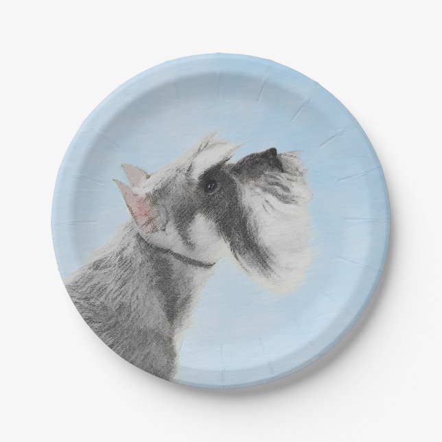 Schnauzer (Riese, Standard) Malerei - Hundekunst Pappteller (Vorderseite)