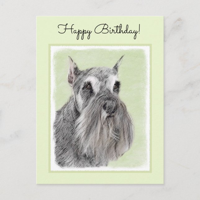 Schnauzer (Riese, Standard) Malerei - Hundekunst Postkarte (Vorderseite)