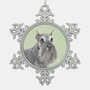 Schnauzer (Riese, Standard) Malerei - Hundekunst Schneeflocken Zinn-Ornament