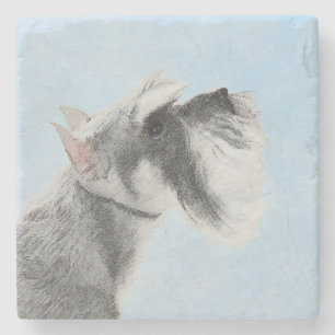 Schnauzer (Riese, Standard) Malerei - Hundekunst Steinuntersetzer