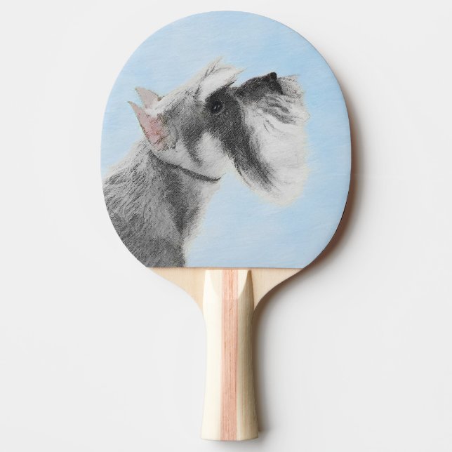 Schnauzer (Riese, Standard) Malerei - Hundekunst Tischtennis Schläger (Vorderseite)