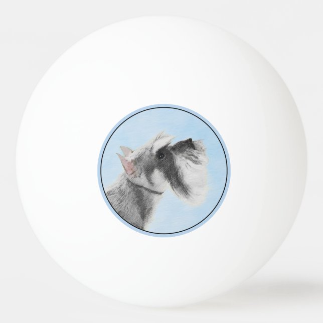 Schnauzer (Riese, Standard) Malerei - Hundekunst Tischtennisball (Vorderseite)