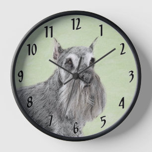 Schnauzer (Riese, Standard) Malerei - Hundekunst Uhr