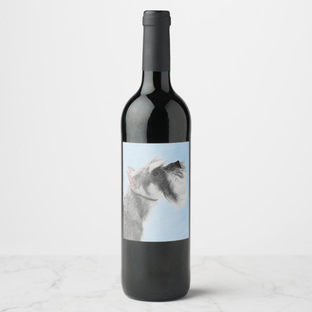 Schnauzer (Riese, Standard) Malerei - Hundekunst Weinetikett (Vorderseite)